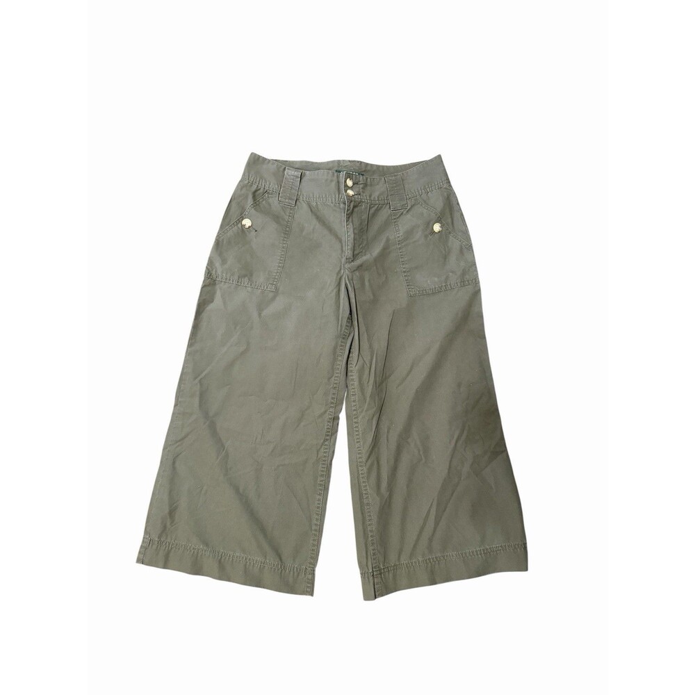 Ralph Lauren Womens Gaucho Capri Cropped Wide Leg Pants 6 Army Green